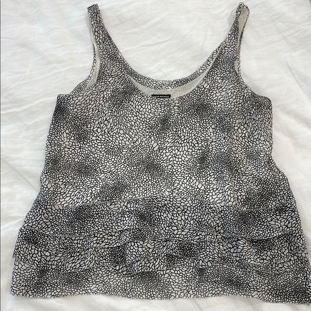Club Monaco black and cream silk layered tank